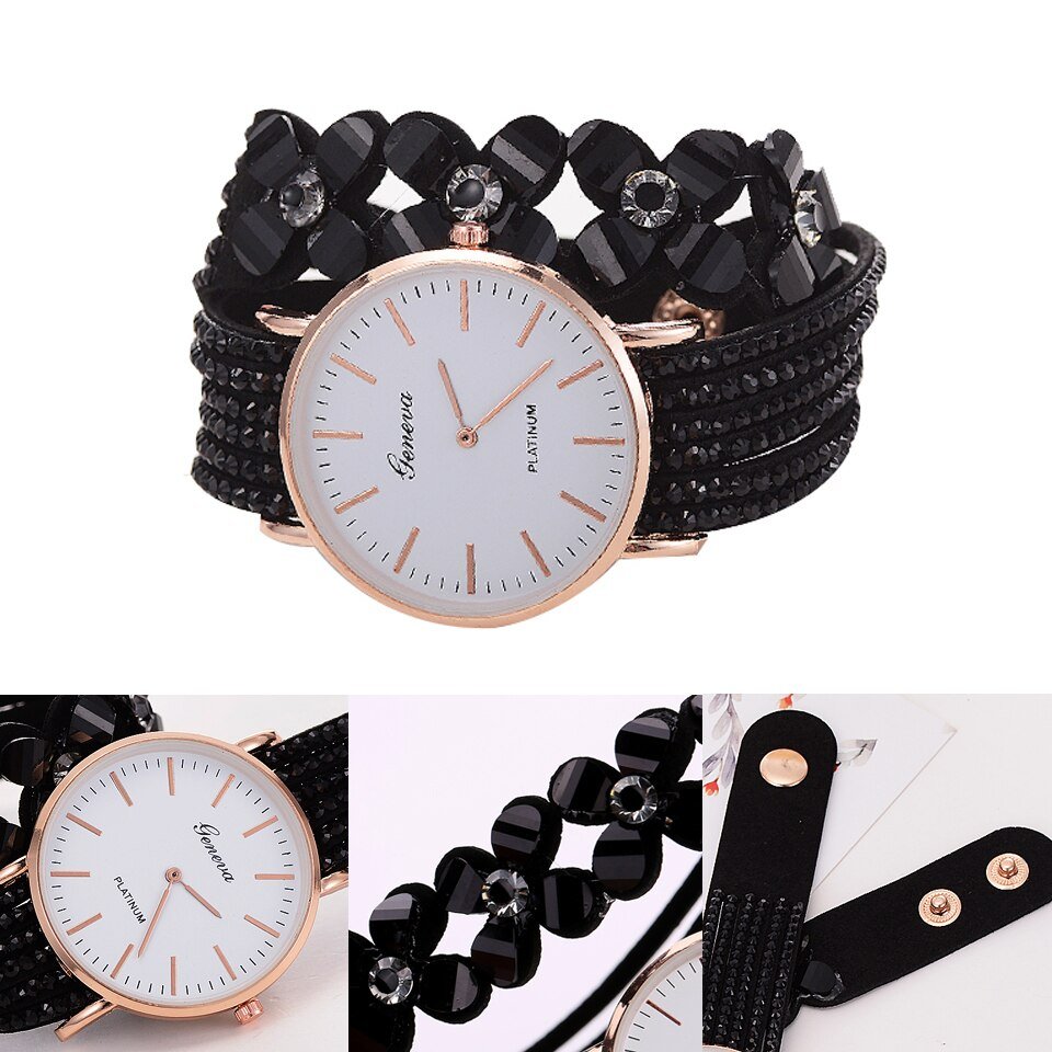 Crystal Diamond Wrist Leather Watch